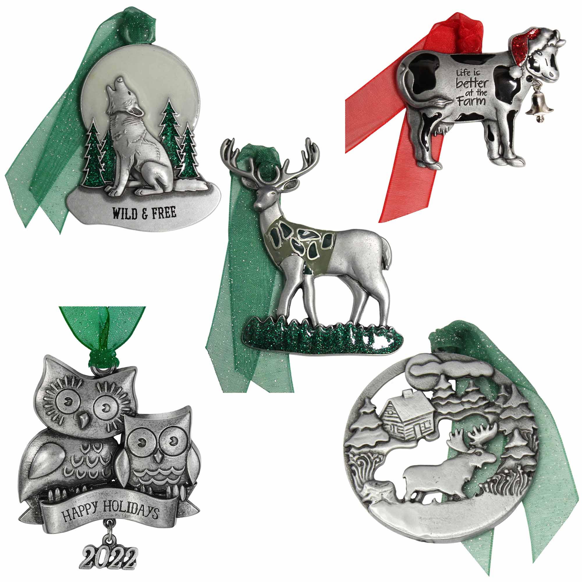 Gloria Duching Country Farm Pewter Ornament Collection